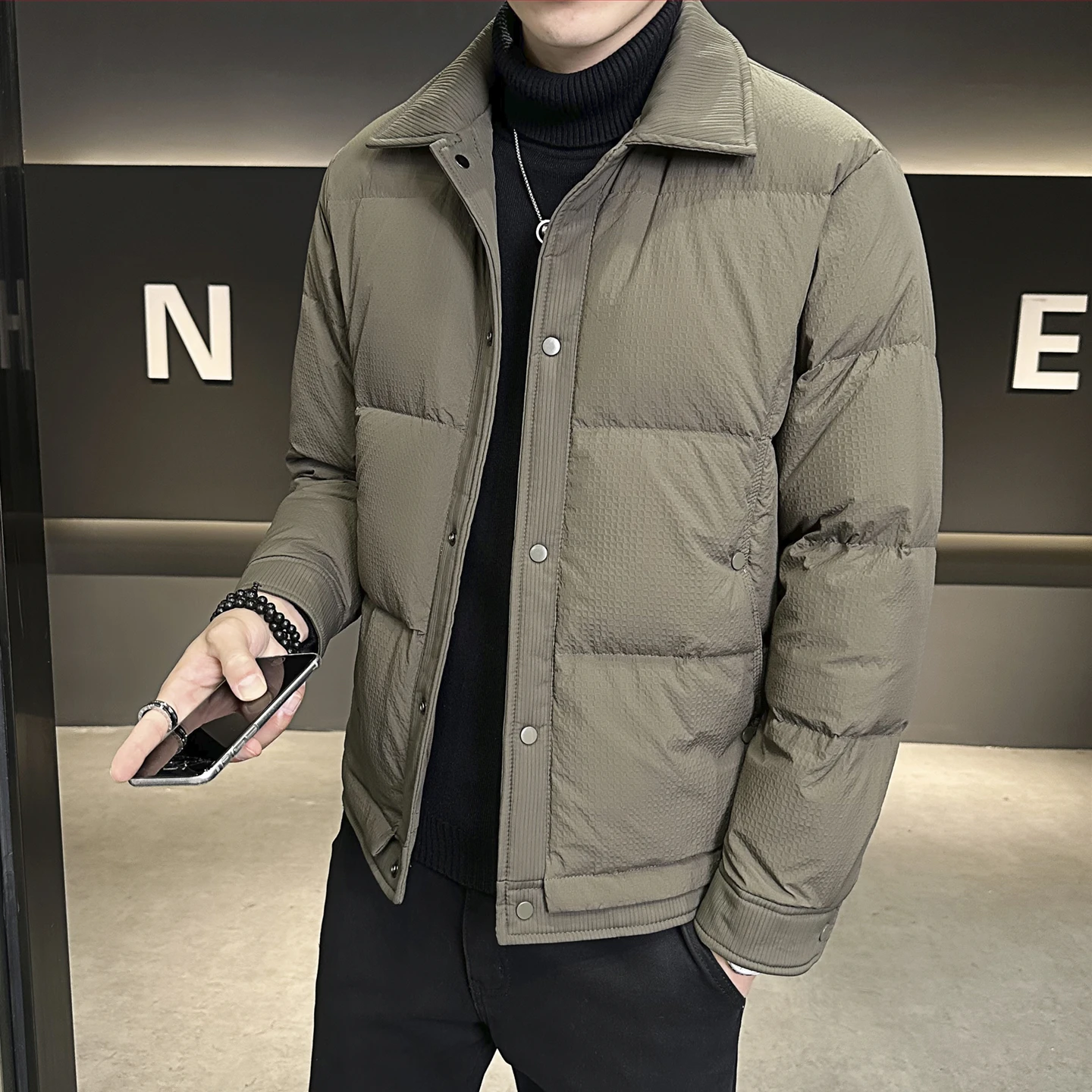 

Men's Lightweight Faionable Winter down Jaet 2025 New Sle Warm Collar Stand up Coat Casual Wear Polyester Fiber