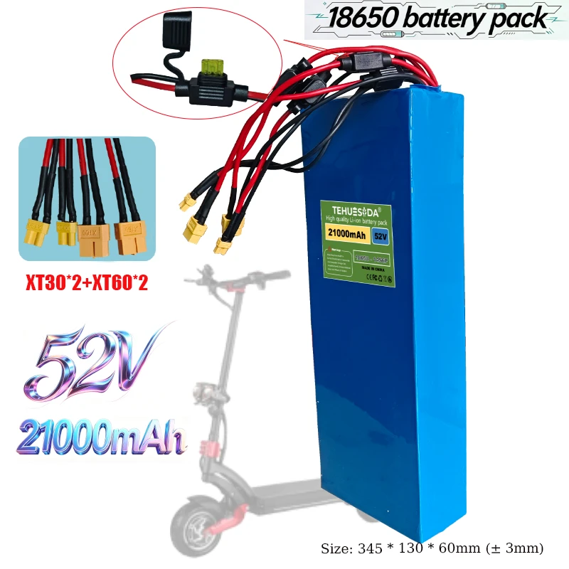 52V 14S6P 21Ah 18650 Lithium Battery Pack with Built-in BMS Moped Scooter Battery Suitable for Power-assisted Commuting Tools