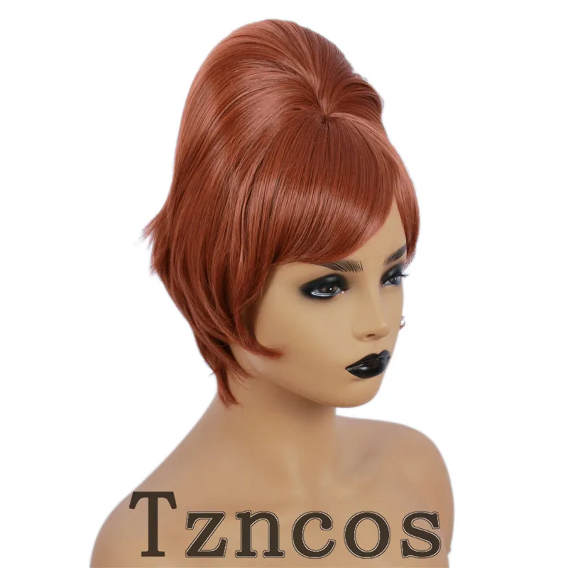 Tzncos 70s 80s Women Housewife Beehive Costume Wigs Wife Red Brown Hair