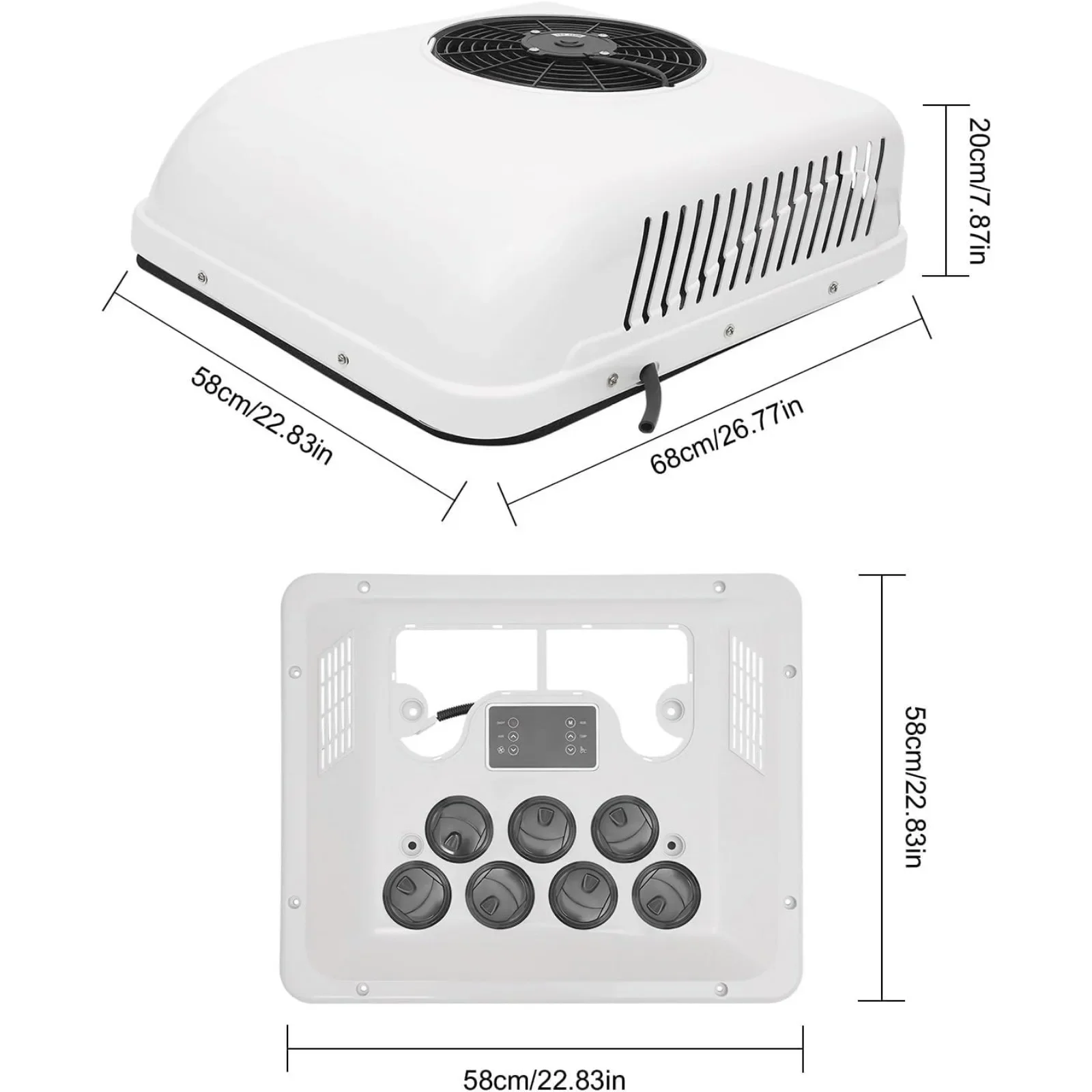 Aire acondicionado para camión, calefacción y refrigeración para vehículos recreativos de 12 V integrados, kit de CA universal frío y calor en el techo con control remoto