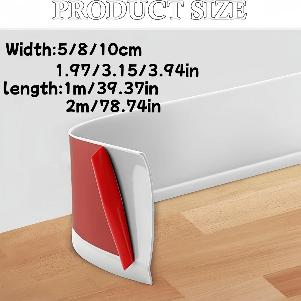 1PC Self-adhesive Rubber Skirting Board Waterproof Wall Sticker Edge Closing Strips Living Room Baseboard Decor