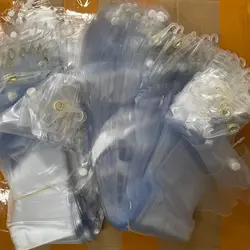 20 3.25inch by 25 inch plastic pvc bags for packing hair extension transparent packaging bags with top hanger and bottom button