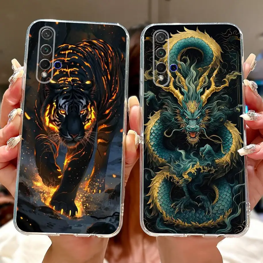 For Huawei Honor 20 Case YAL-L21 Silicone Cover Cool Dragon Tiger Animals Soft TPU Phone Cases For Nova 5T YAL-L61 Nova5T Fundas