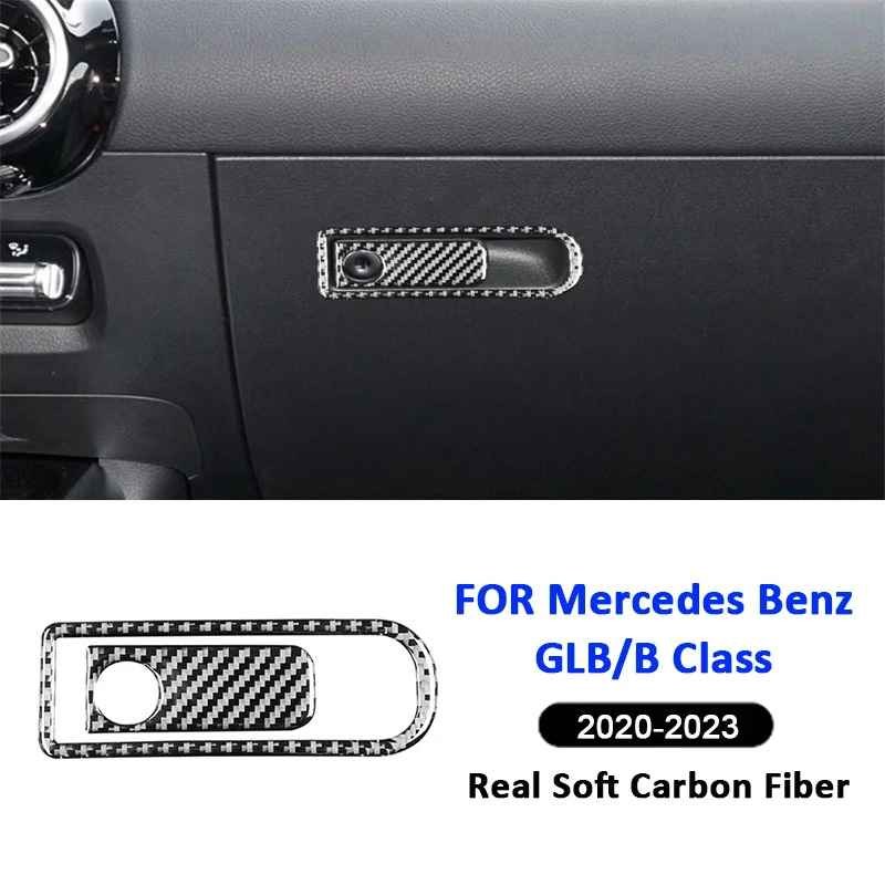 

Carbon Fiber Car Co-Pilot Storage Box Pull Handle Switch Trim Panel Decoration Sticker For Mercedes Benz B Class GLB 2020-2023