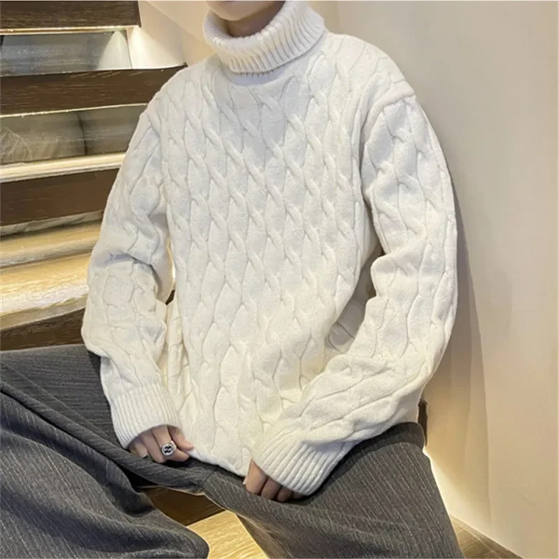 Winter Turtleneck Sweater Men Knitted Thick Warm Pullover Mens Solid Color Loose Casual Sweaters Male Basic Daily Clothing 5XL