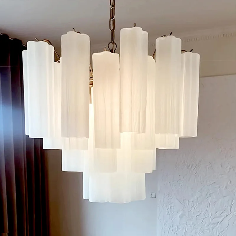 Moderner Wohnzimmer-Kronleuchter mit langem Glasanhänger für Bar-Deckendekoration, verstellbare Anhängerkette, Heimdekoration