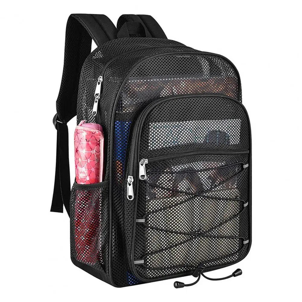 Mesh Backpack with Side Pockets Multi-compartment Travel Backpack with Adjustable Straps Zipper Closure Ideal for Gym Camping