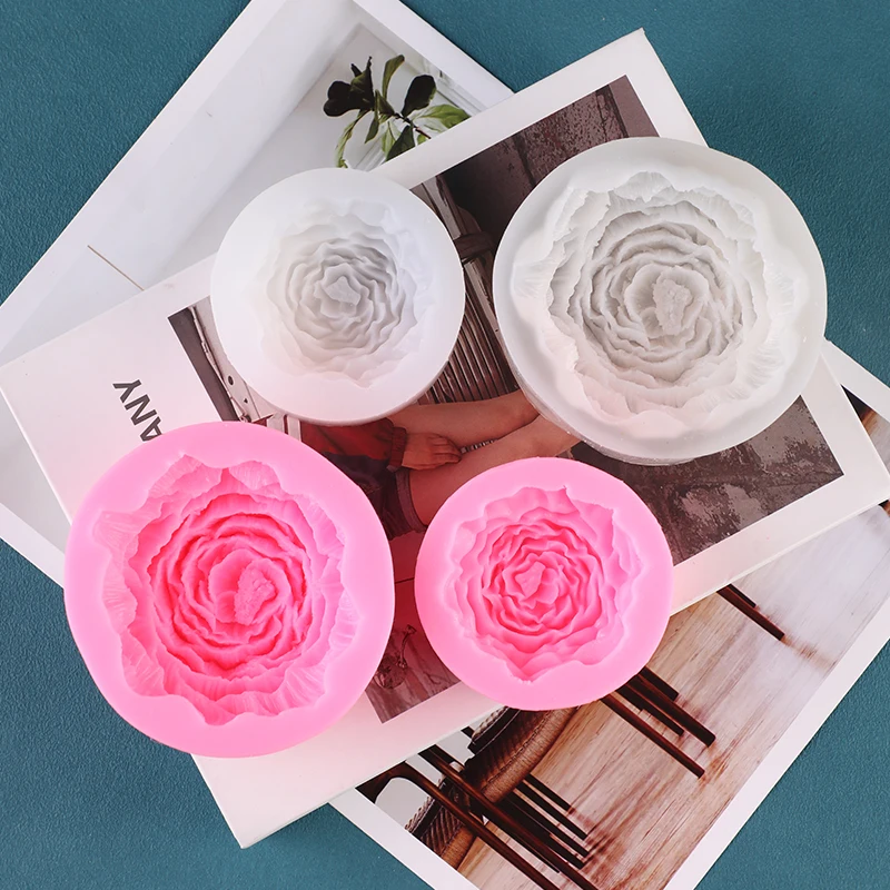 قالب شمع ثلاثي الأبعاد بحجم زهرة الفاوانيا قالب من السيليكون قالب من السيليكون قالب تزيين الشموع العطرية