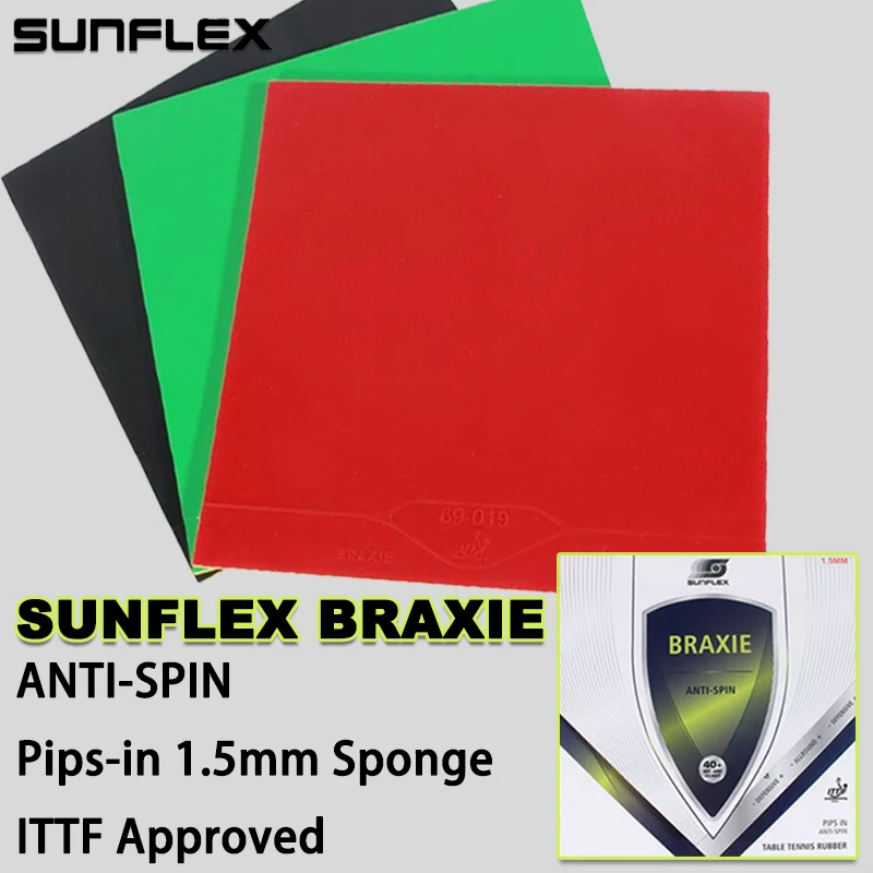 

SUNFLEX BRAXIE ANTI-SPIN ITTF Approved Table Tennis Rubber Non-sticky Pips-in Ping Pong Rubber with 1.5mm Yellow Sponge Rubber