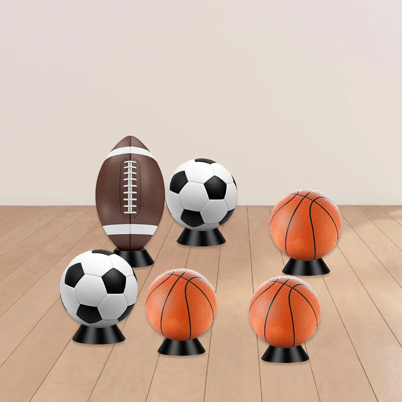 Présentoir Rond En Bois Pour Balles – Hévéa Massif, Support Conique 8,9x11,6x4,5 Cm, Pour Football, Basket, Bowling, Cristal