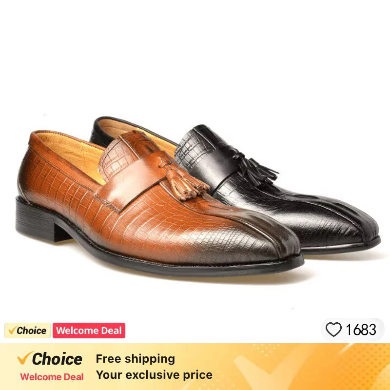 

Luxury Men Dress Shoes Crocodile Grain Leather Shoes Men Buckle Casual Wedding Party Shoes High Quality Business Men Brogue Shoe