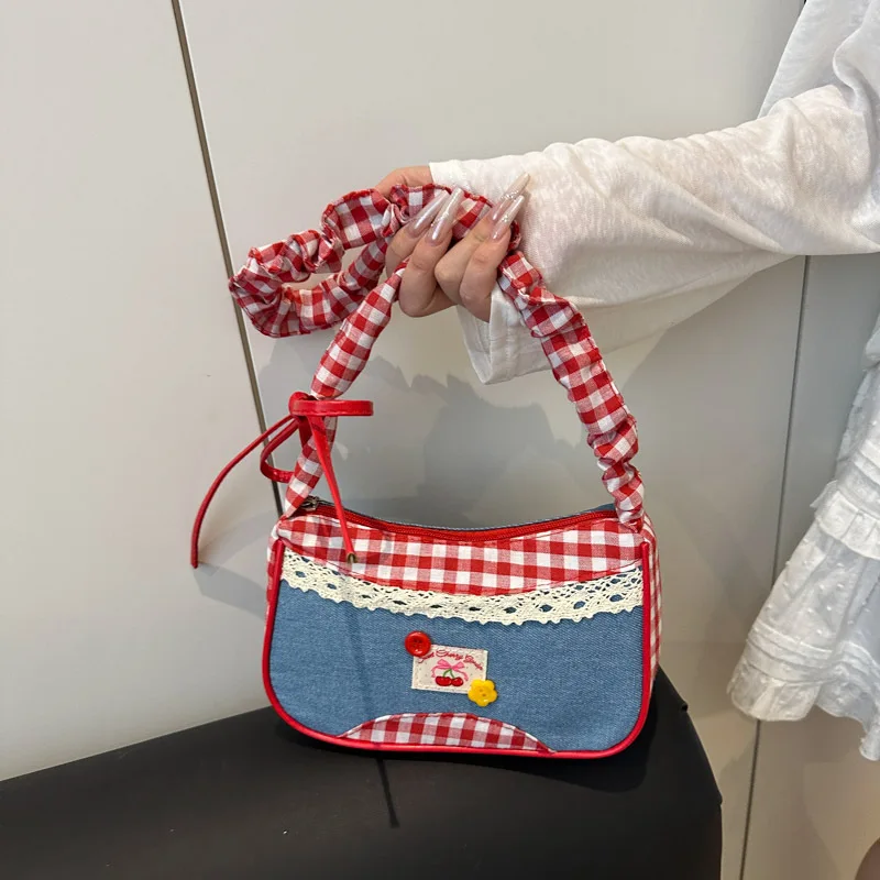 

Handbag New Niche Design Handbag Underarm Commuting Versatile Fashion Cute Contrasting Color Splicing Small Square Bag