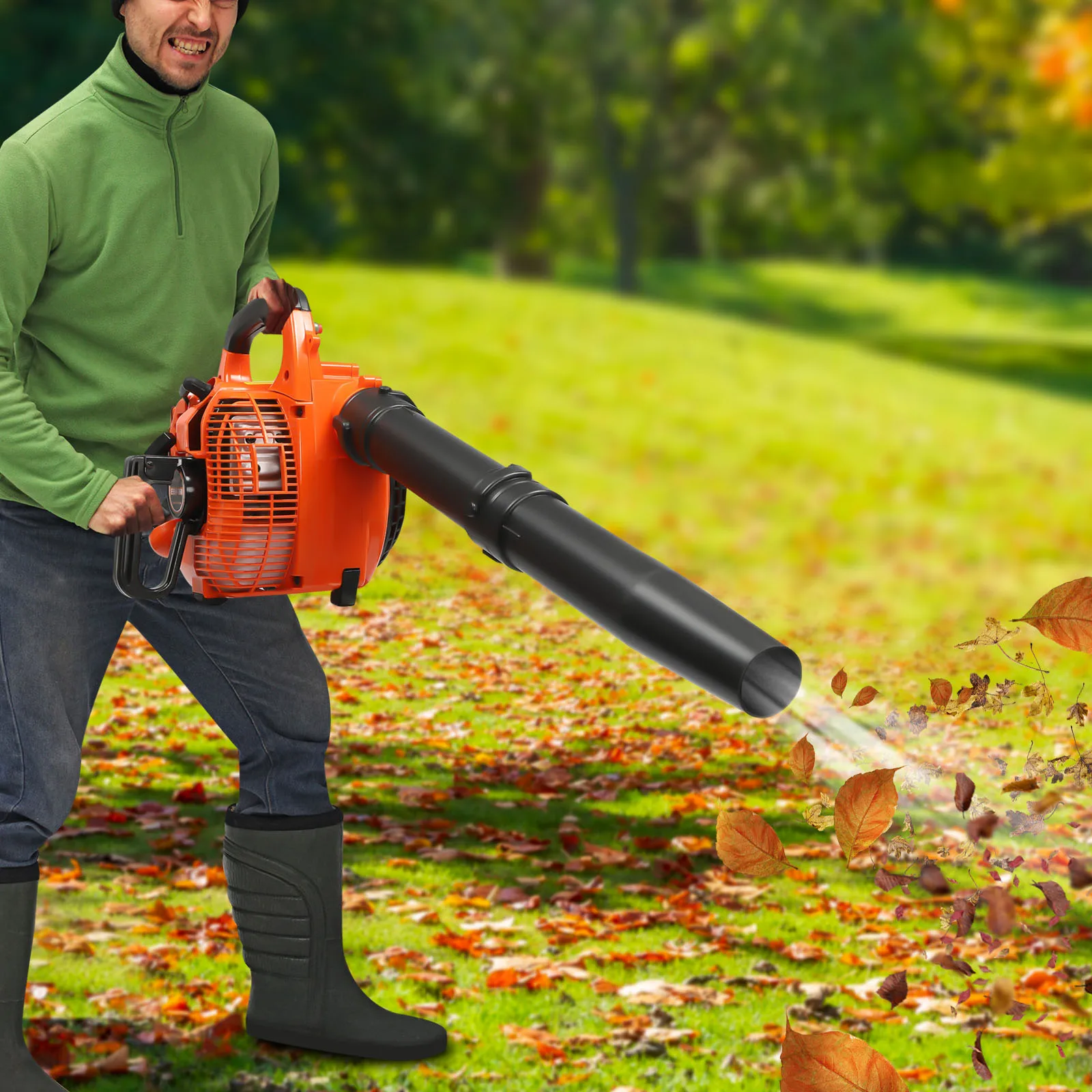 Imagem -03 - Heavy Duty Gás Handheld Leaf Blower Gasolina Blade Shredder Dois Tubos Coletando Bolsa 25.4cc Tempos