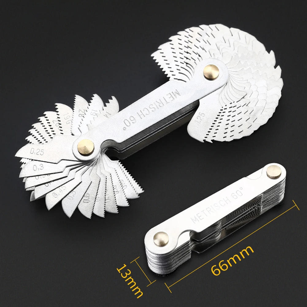 Thread Pitch Gauge with Easy Rotation Design via Hole End for Smooth Blade Adjustment for Metric Inch and for sae Use