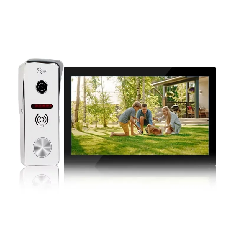 Access Control Intercom System with Camera 10 Inch Touch Display Smart Home Door Phone Kit 3 in 1 Unlocking RFID Card for