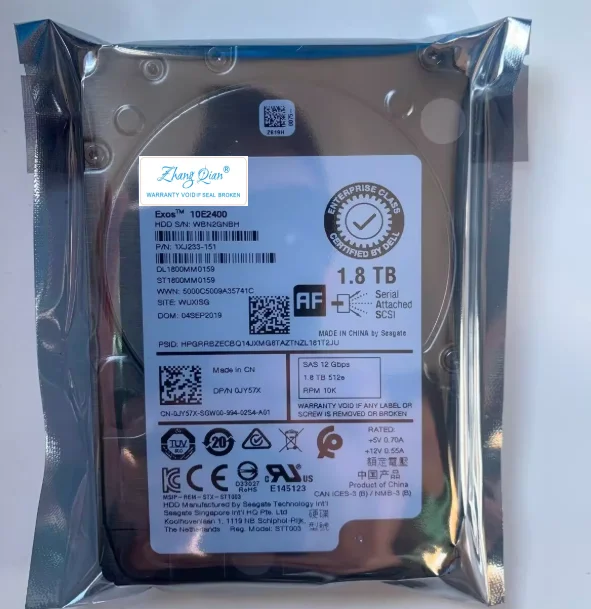 

Для серверного жесткого диска DELL ST1800MM0159 0JY57X 1XJ233-151 1,8T SAS 12 ГБ 512e JY57X 1,8 ТБ