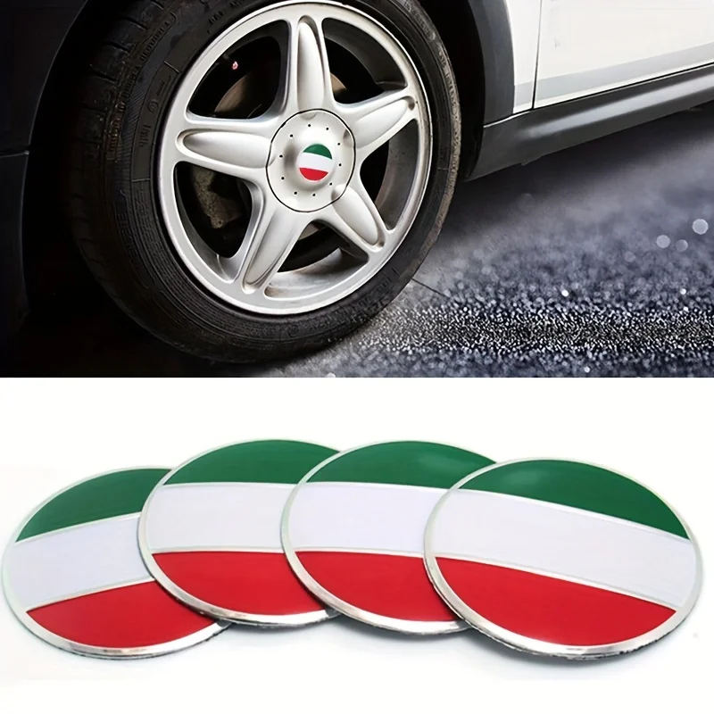 4pcs Italy Italian Flag Car Wheel Center Hub Cap Emblem Stickers Cover 56mm/ 2.2 Inch Car Accessories For Motorcycle Truck SUV