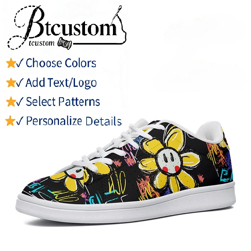 

Настраиваемые низкие кроссовки, логотип и узоры с 3D-принтом, повседневная прогулочная обувь для ежедневного использования