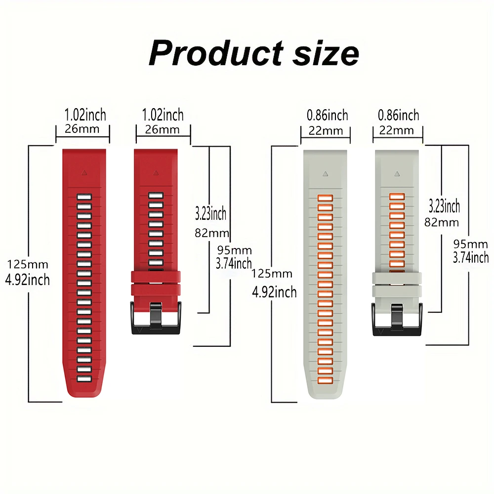 Silicone Watch Strap 26mm 22mm Band For QuickFit Release Garmin Fenix 8 7X 7 7S 6X 6 Pro 5 5X 965 955 945 Epix 2 HR Descent MK 2