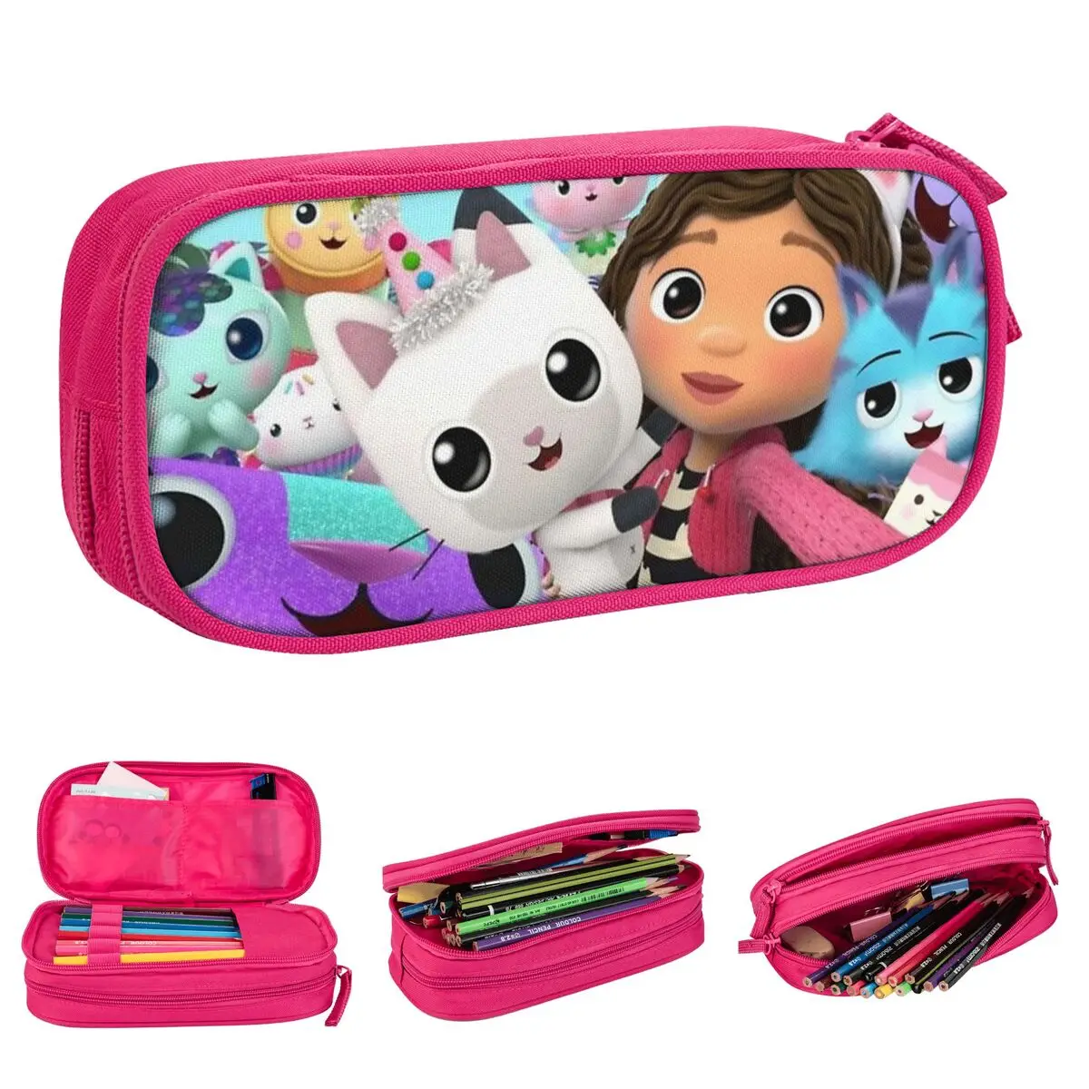 Gabby Dollhouse Pencil Cases Creative Pen Holder Bag Girls Boys Large Storage School Supplies Cosmetic Pencil Pouch