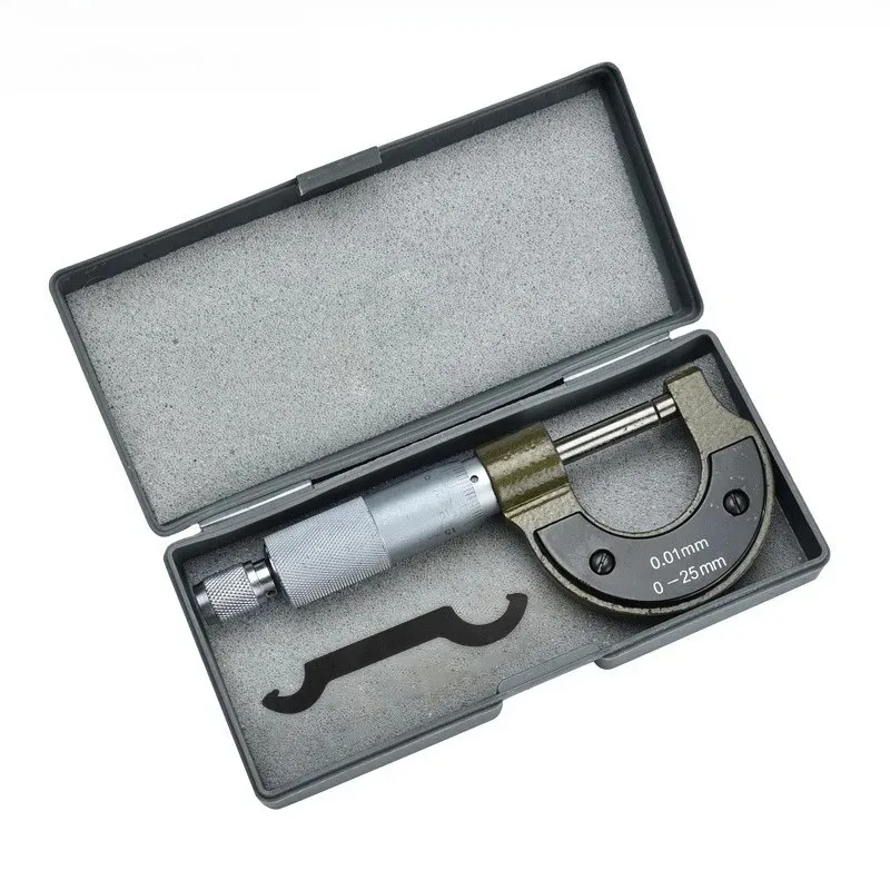 Professional Premium Outside Micrometer Metal Precision 0.01mm Graduation Precision Machinist Tool 0-25mm Measuring Range 1pcs