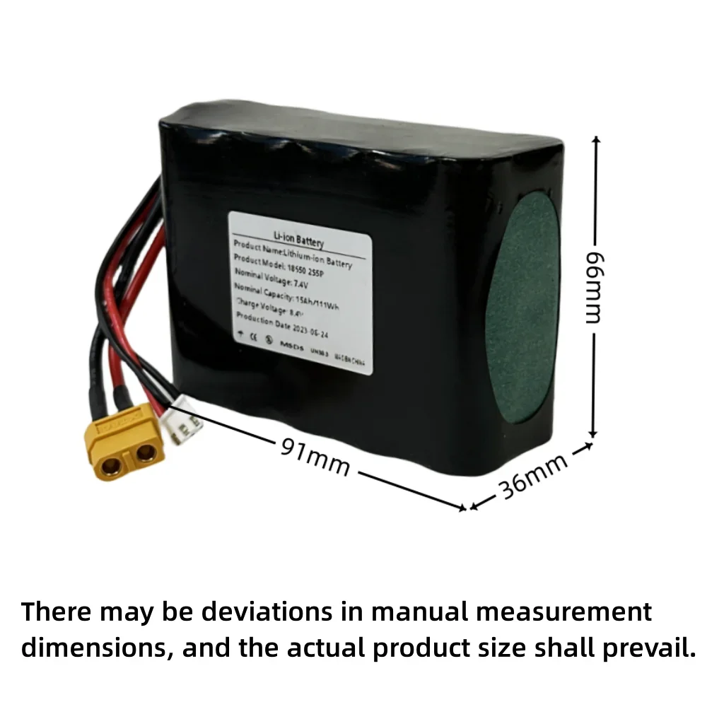 18650 2S5P 7.4V 15Ah Rechargeable Lithium Ion Battery Pack XT60 XH2.54-3P Plug,For Various RC Airplane Quadrotor