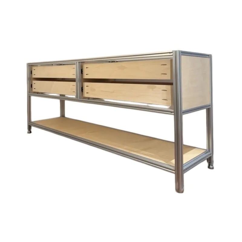 Simple modern living room wall locker, birch ocean plate aluminum profile side cabinet, household storage cabinet