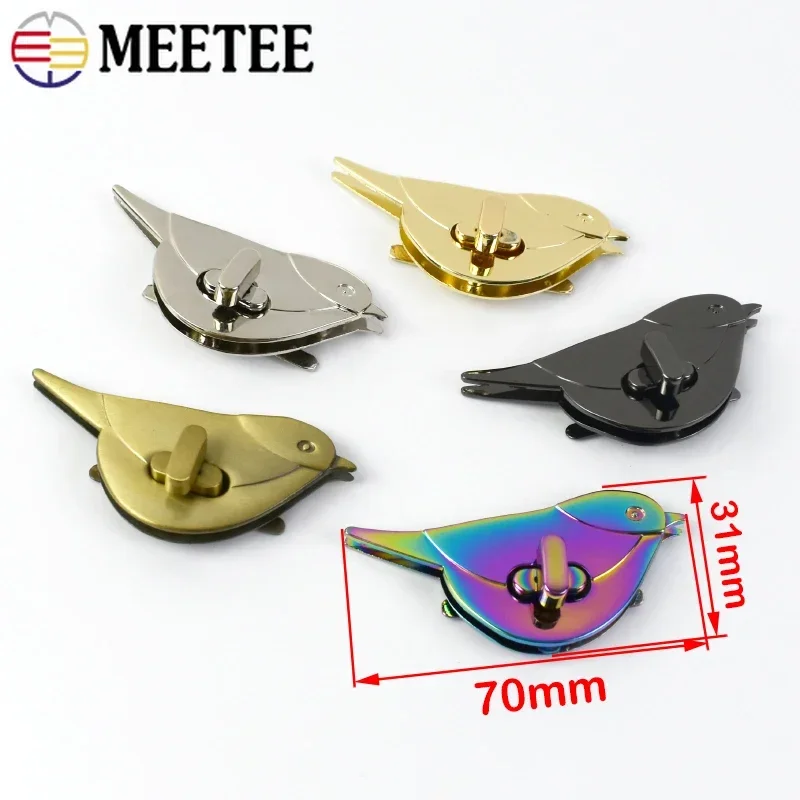 1-5Pcs Meetee Metal Bag Lock Buckles Bird Decoration Handbag Purse Closure Turn Twist Locks Sewing Latch Clasp Craft Hardware