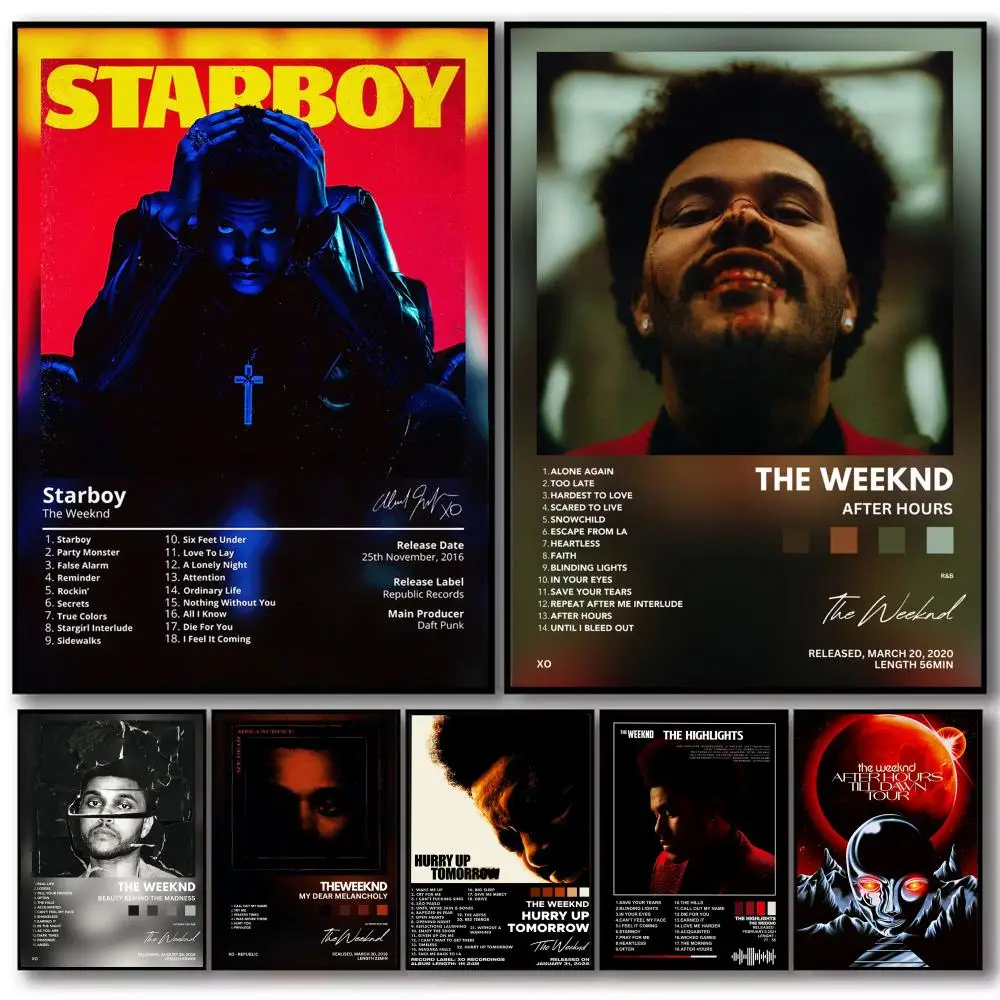 Rapper Music Album The W-Weeknd Poster Decorative Stickers Wall Art Mural Photo Design for Home Living Room Hallway Decor Gift