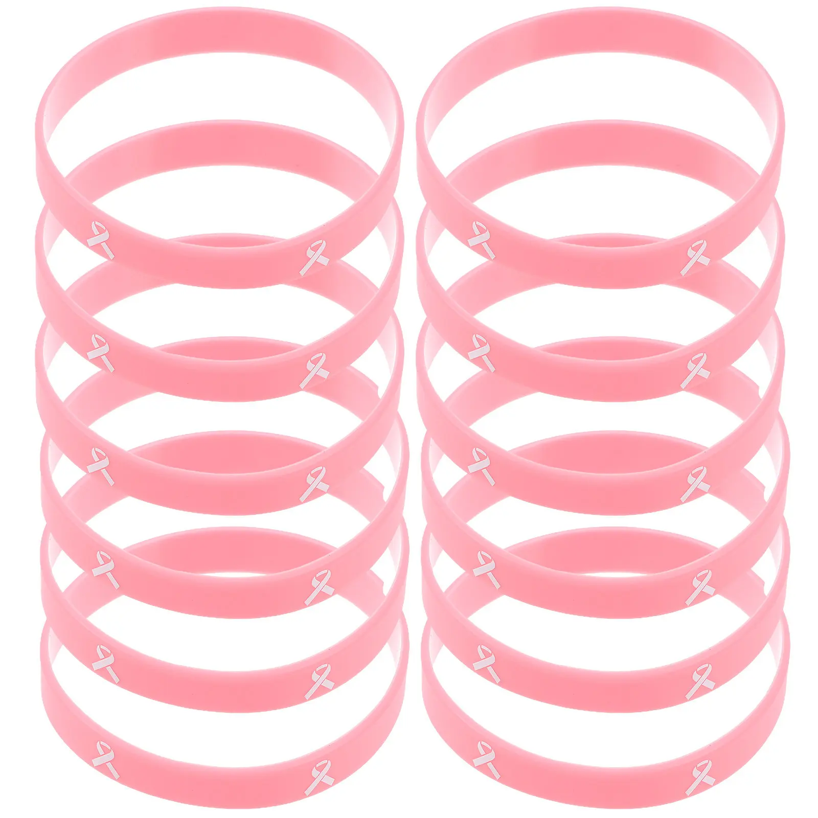 

20pcs Pink Silicone Wristbands Breast Cancer Awareness Bracelets Smooth Shiny Unisex Jewelry Gift Health Monitoring Accessories