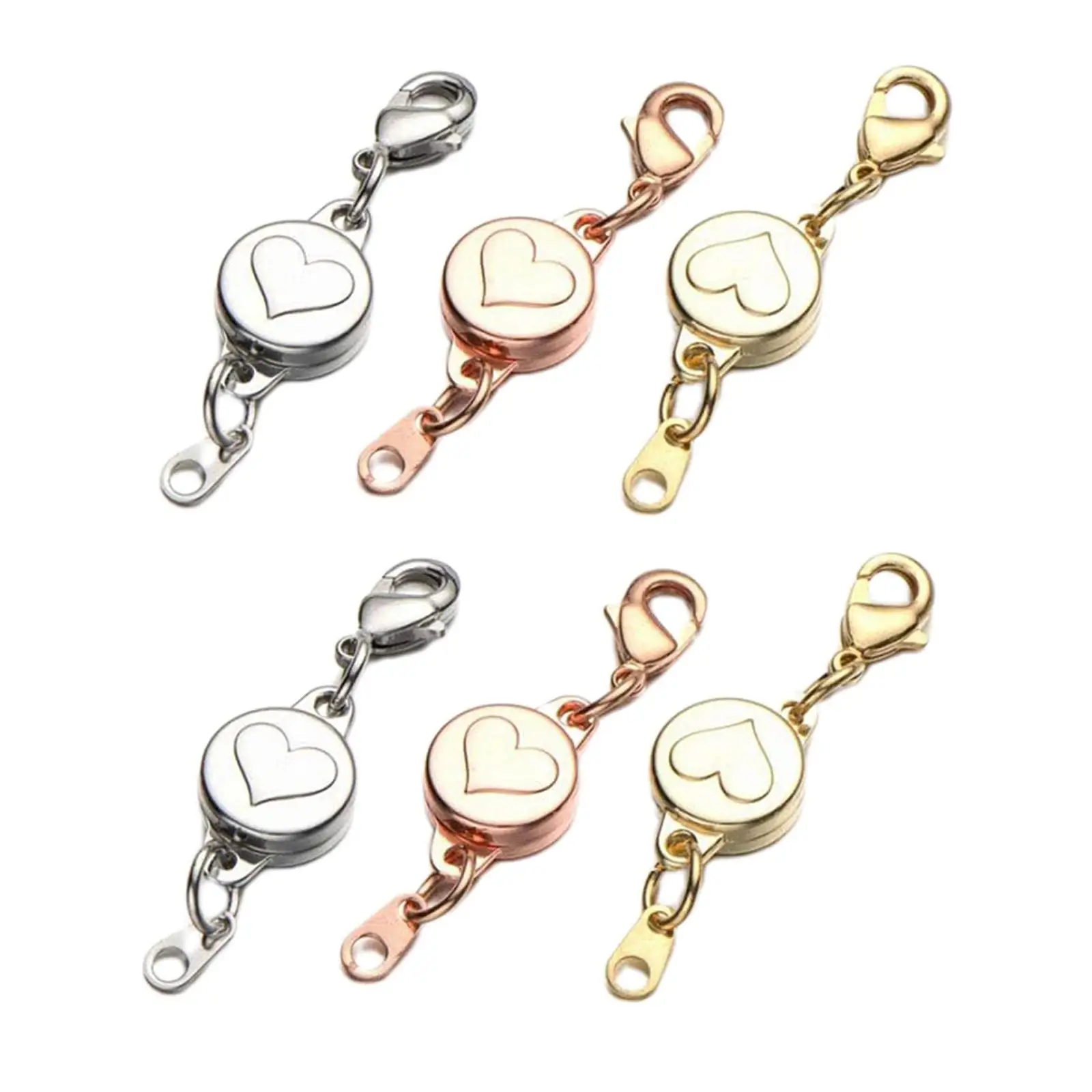 6 Pieces Jewelry Clasp Necklace Bracelet Converter With Heart Closures And Clasp Extender Chain Alloy Anti Rust And