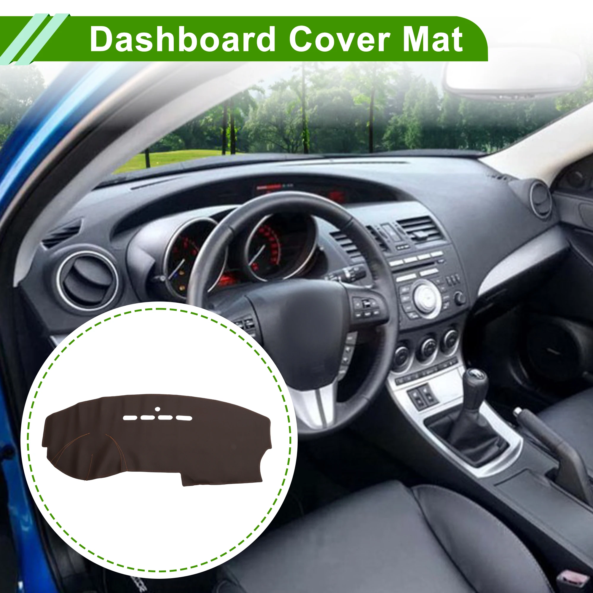 UXCELL Dash Cover for Mazda 3 2006-2012 Brown Leather 1 Pcs