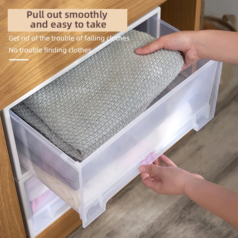 Plastic Closet Organizers and Storage Household Drawer Storage Bins with Lid  Desktop Storage Box For Clothes,Underwear,Socks