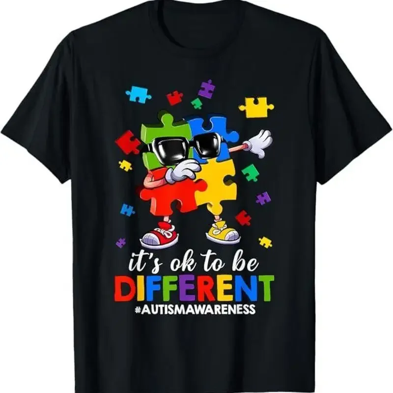 It's OK To Be Different Dabbing Puzzle Autism Awareness Kids T-Shirt
