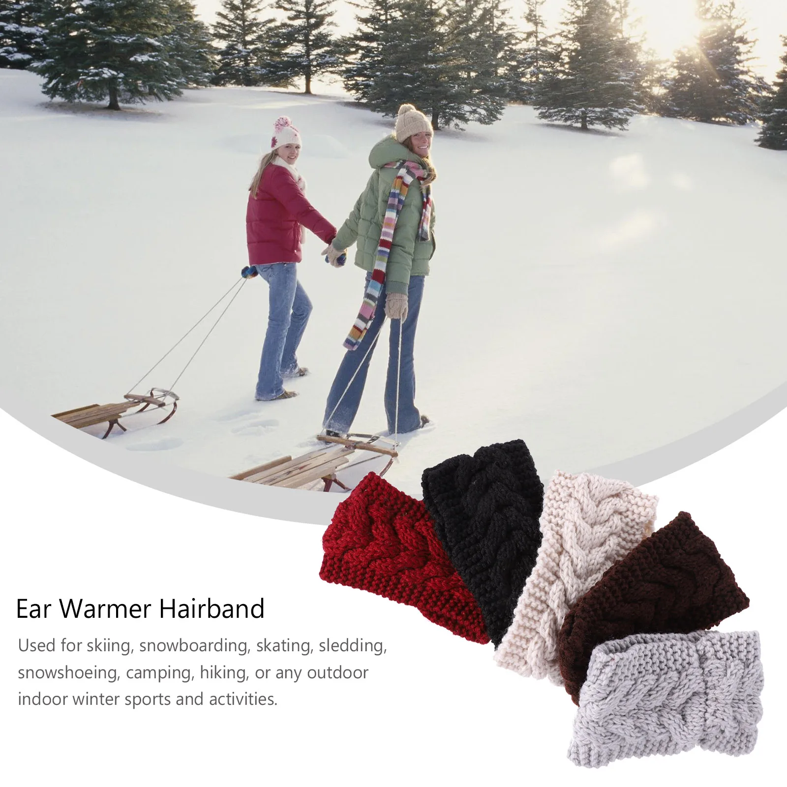 

5Pcs Knitted Warm Headbands Ear Warmer Winter Head Wrap Women Outdoor Hairbands Knitted Headband Ear Warmer Hairband