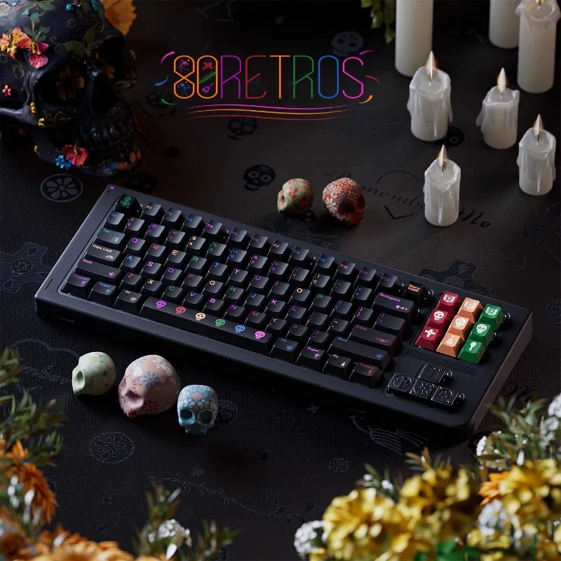 80Retros Black Theme Keycaps Set Customized PBT Sublimation Cherry Profile Keyboard Cap for Mechanical Keyboard Accessories