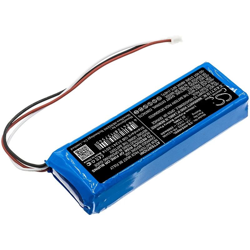 CS Replacement Battery For Harman/Kardon CP-HK02, PR-633496 CP-HK02, PR-633496 2500mAh/27.75Wh