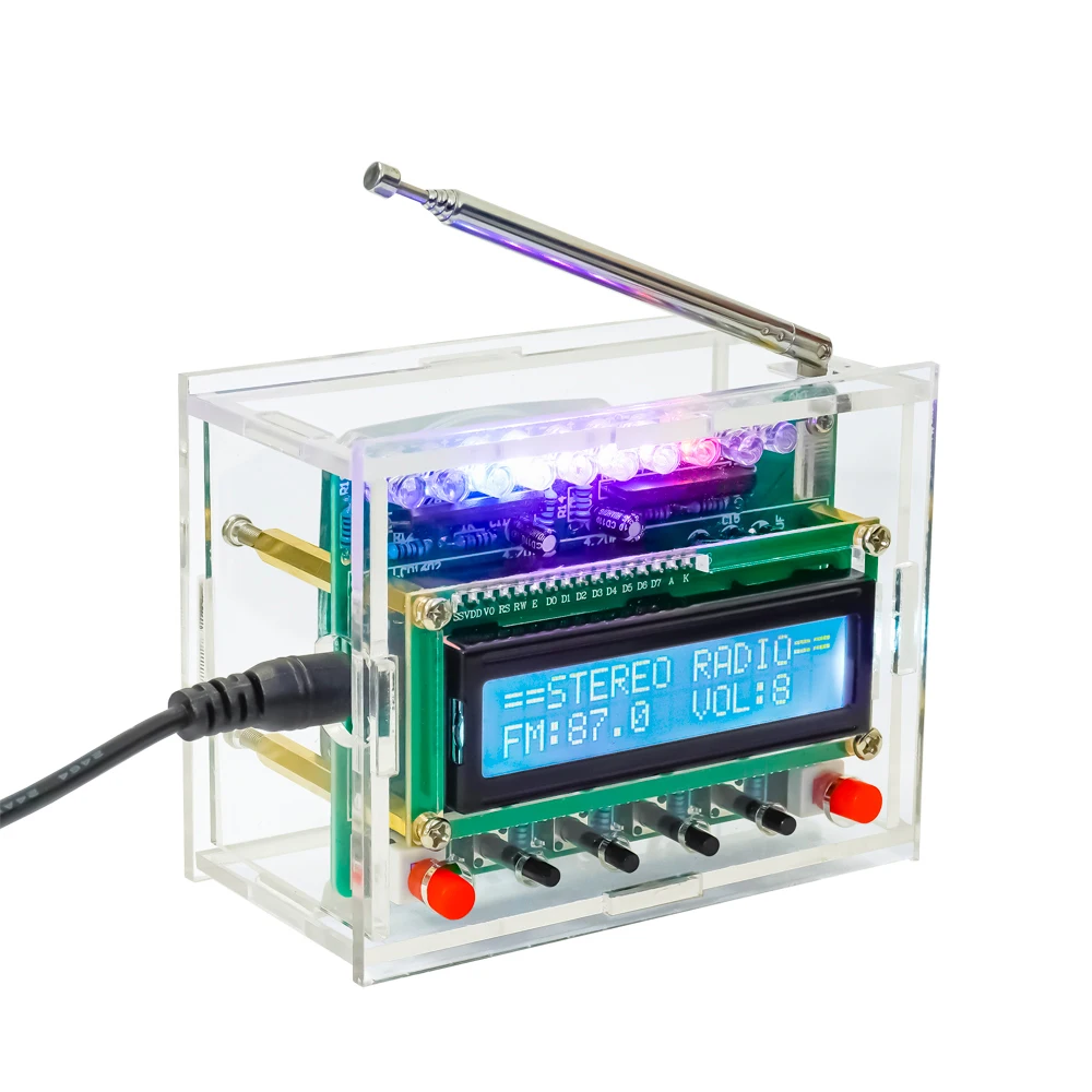 87-108MHZ FM Digital FM Radio Assembly Soldering Practice Kit RDA5807 LCD Display DIY Soldered Loose Parts