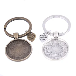 5pcs Fit 25mm Cabochon Keychain Base Setting Blanks Antique Bronze Silver Key Chain Keyring Making Accessories