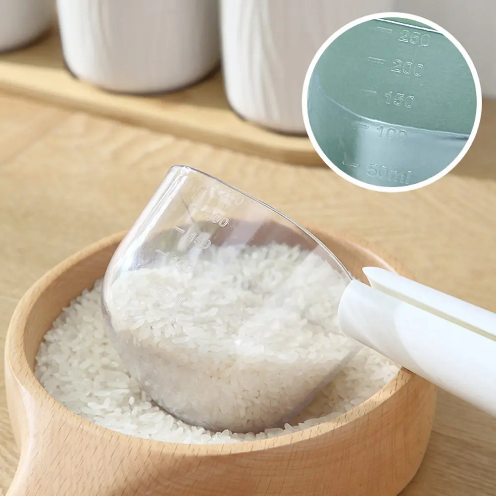 Taza Medidora de Arroz, Transparente, de Plástico ABS, Utensilio de Cocina Fácil de Limpiar, Cuchara con Escala para Medir Arroz, Agua y Granos