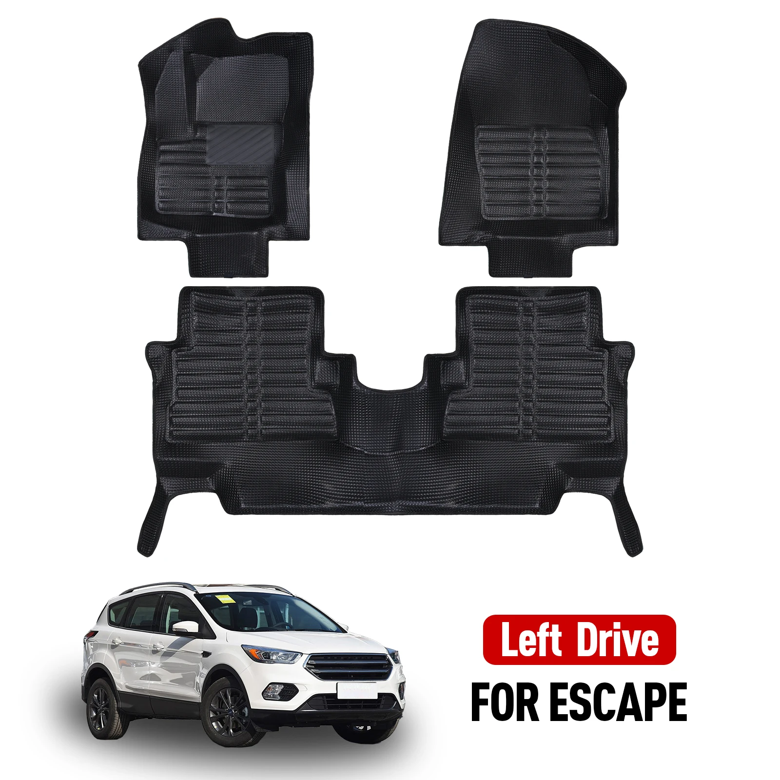 

Автомобильный коврик для Ford Escape Kuga 2013-2019, нескользящий прочный всесезонный автомобильный коврик, легко чистится и износостойкий напольный коврик