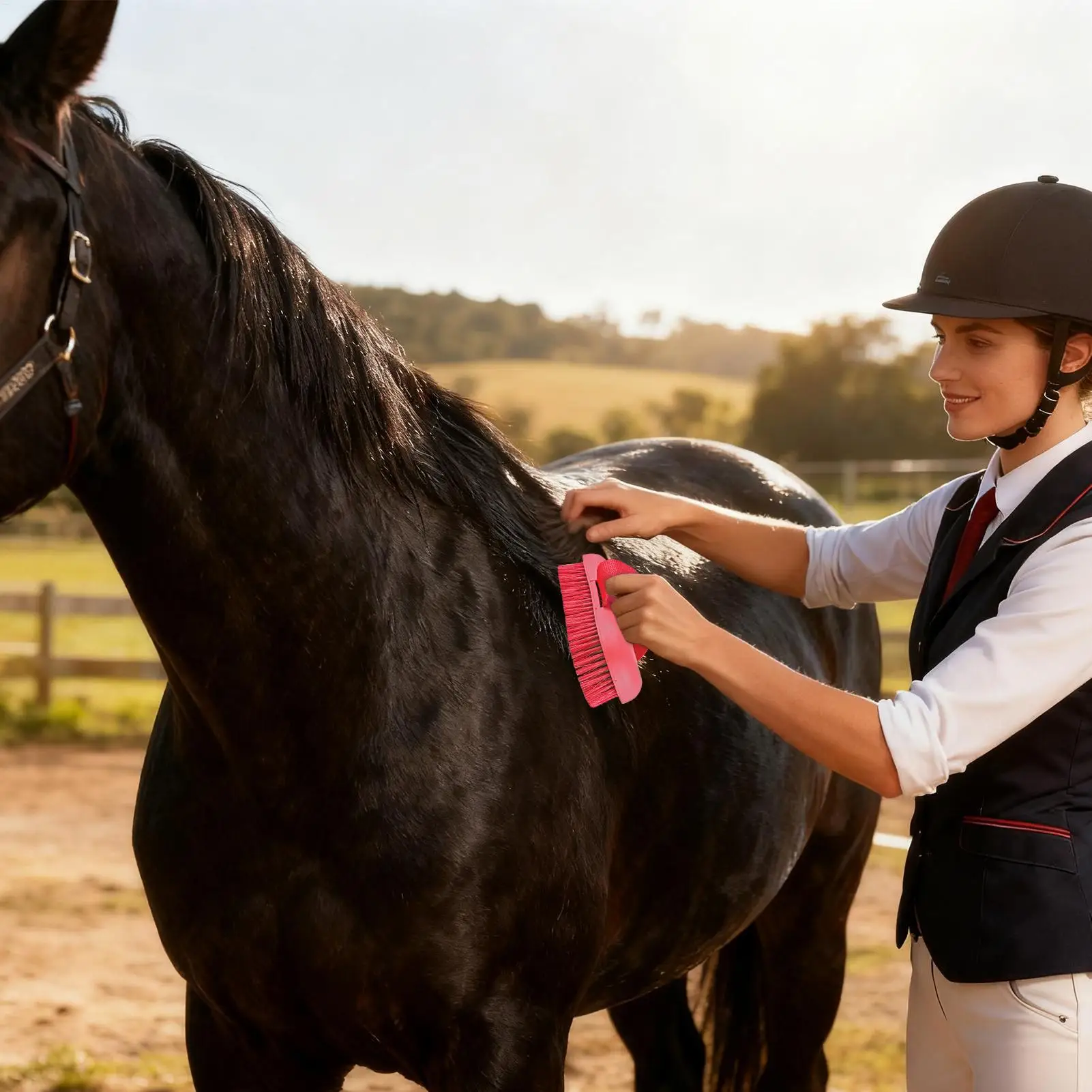 فرش تهذيب الحصان 2 في 1 أدوات تنظيف الماشية أدوات تدليك الحصان فرشاة تنظيف للاستحمام وتساقط الشعر والغسيل #2