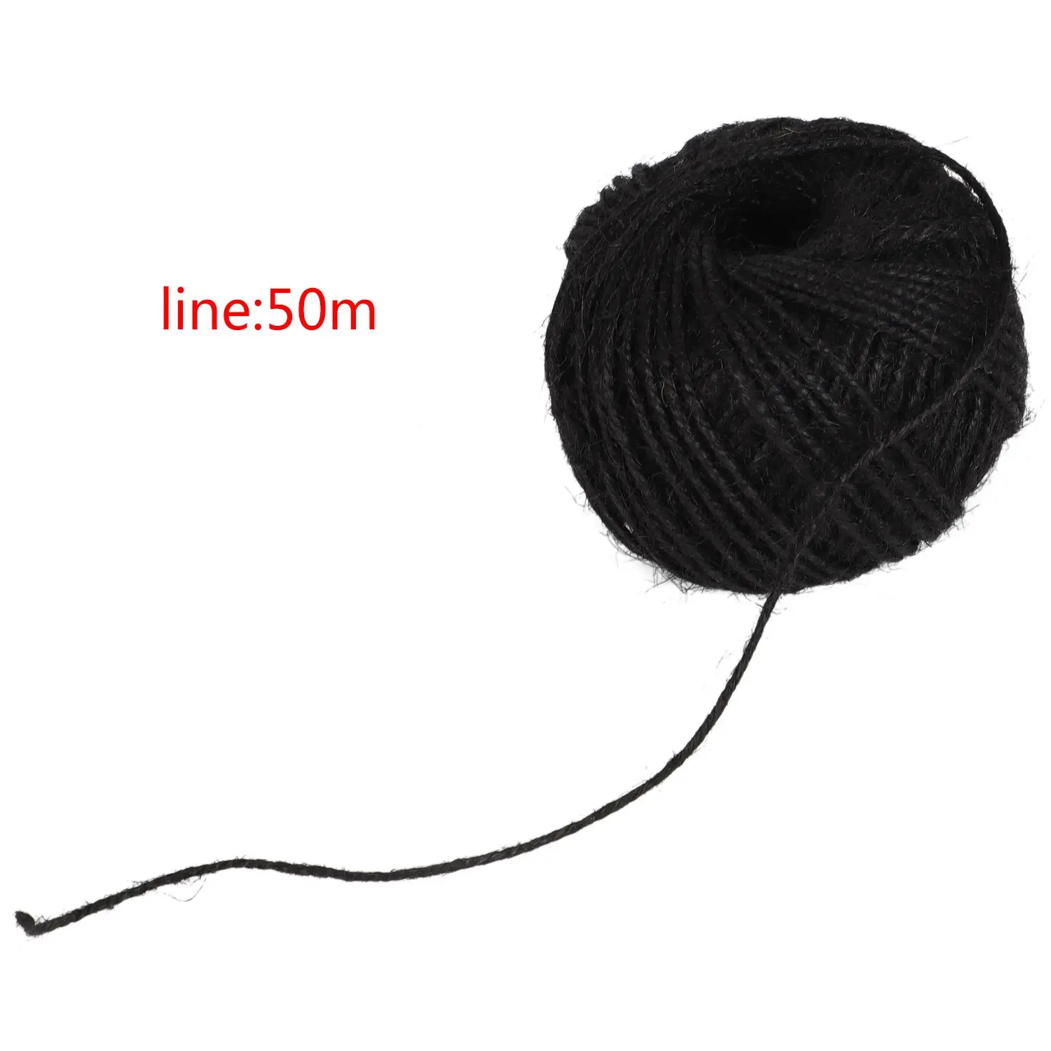 50m String Jute Rope for Crafts Scrapbooking Gardening - Black