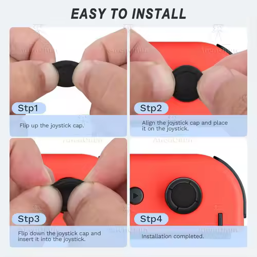 Joycon Joystick Replacement Cap for Switch/Switch Lite/Switch OLED Premium Thumb Grip Non-Slip Silicone Protective Cover - Black - Image 6