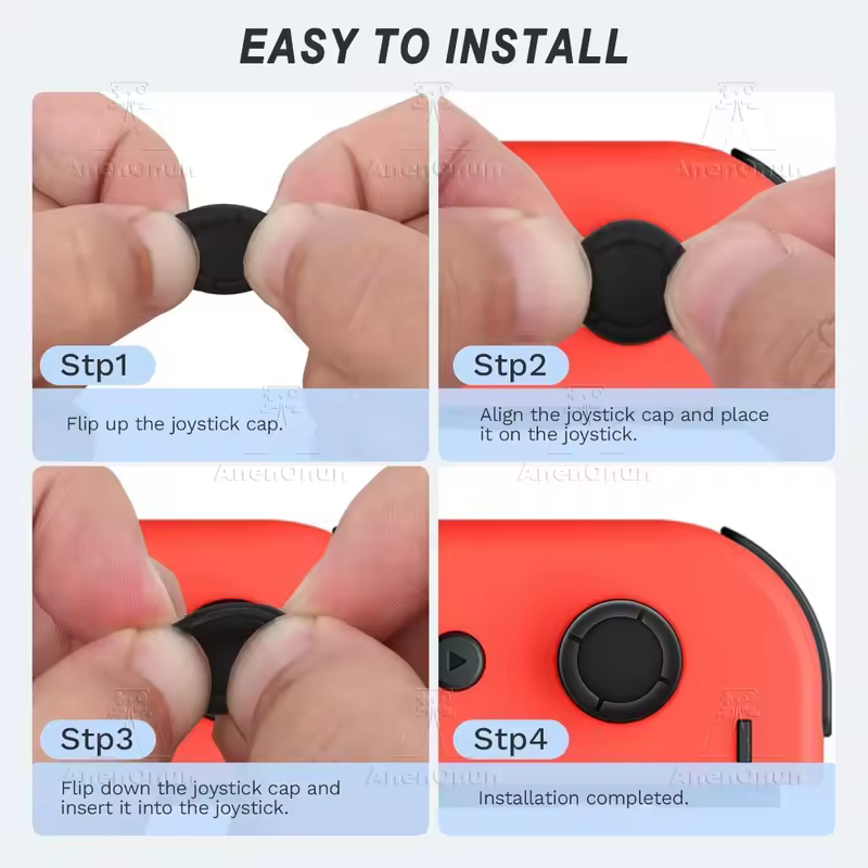 Joycon Joystick Replacement Cap for Switch/Switch Lite/Switch OLED Premium Thumb Grip Non-Slip Silicone Protective Cover - Black - Image 6