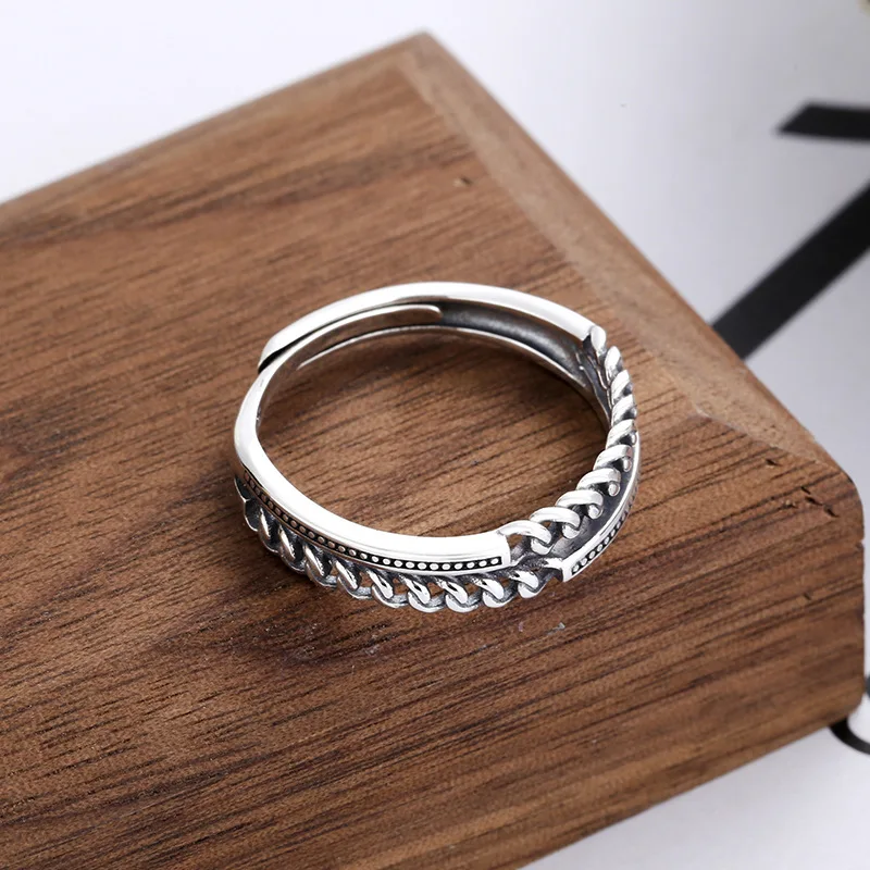 925 Sterling Silver Opening Rings for Women and Men, Vintage Style and Adjustable Index Finger Rings Jewelry