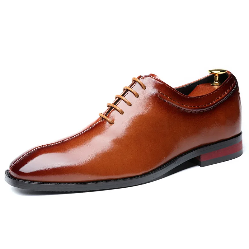 Men\'s Classic Retro Oxfords Shoe Mens Lace-up Business Dress Office Leather Shoes Men Fashion Wedding Party Flats