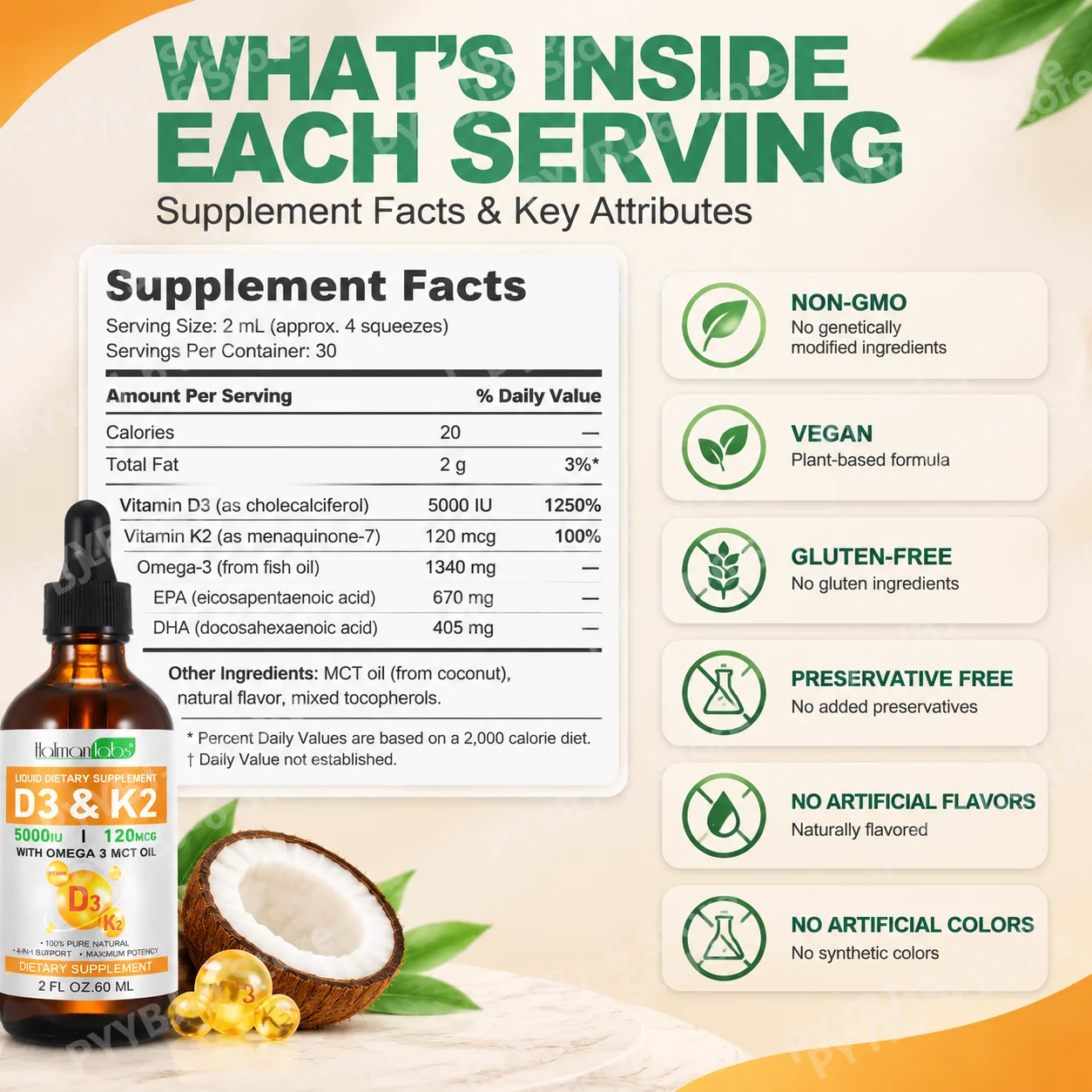 Hatmanlabs 5000 IU Vitamin D3 - Vitamin D3 K2 Drop review and price