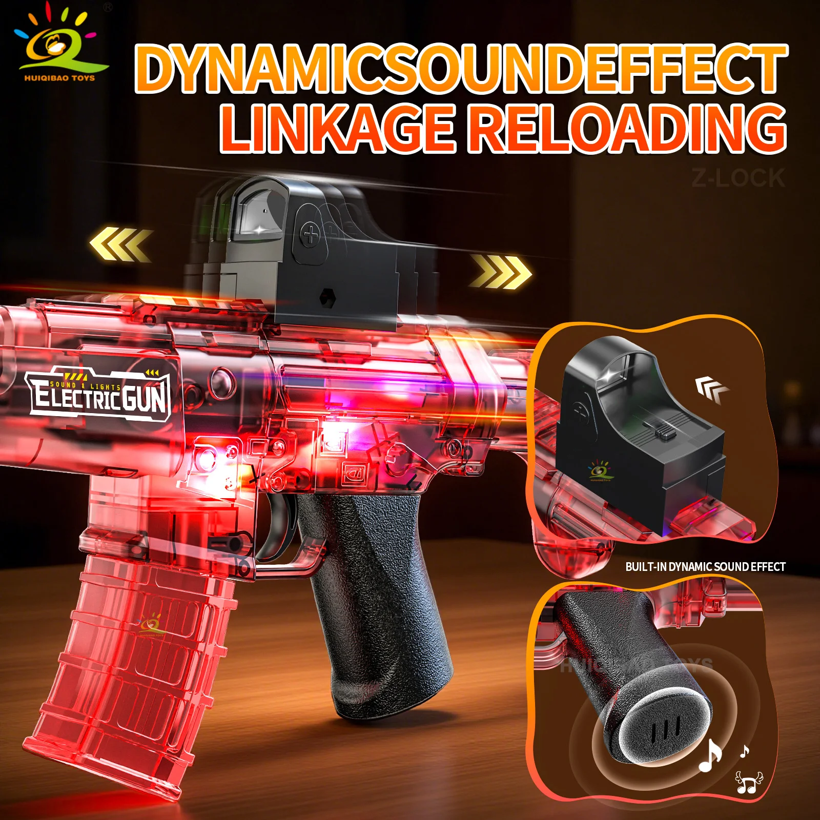 MP5 Interlocking Electric Spray Light & Sound Toy Gun Light-Up Vibrating Barrel Submachine Gun Adult & Child Toy Boy's Gift