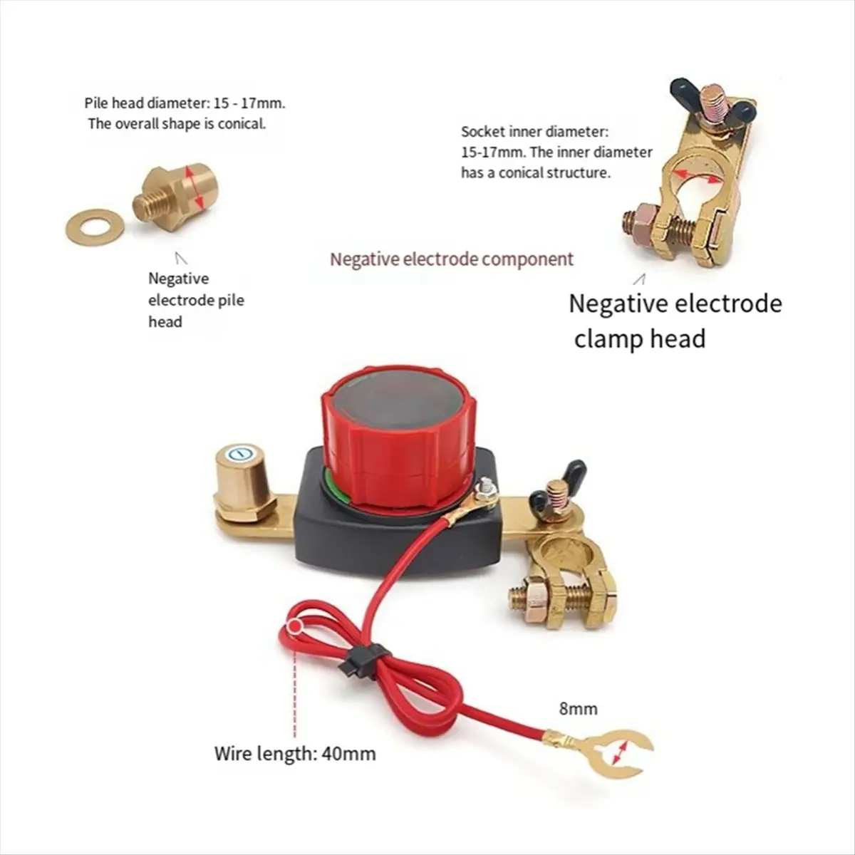 Top Post Battery Disconnect Switch with Voltmeter, 5-80V Master Isolator Kill-Switch Kit - Car Battery Disconnect Switch